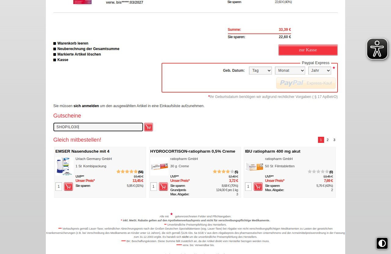 Wo man den Rabattcode auf der Apotal-Website eingibt