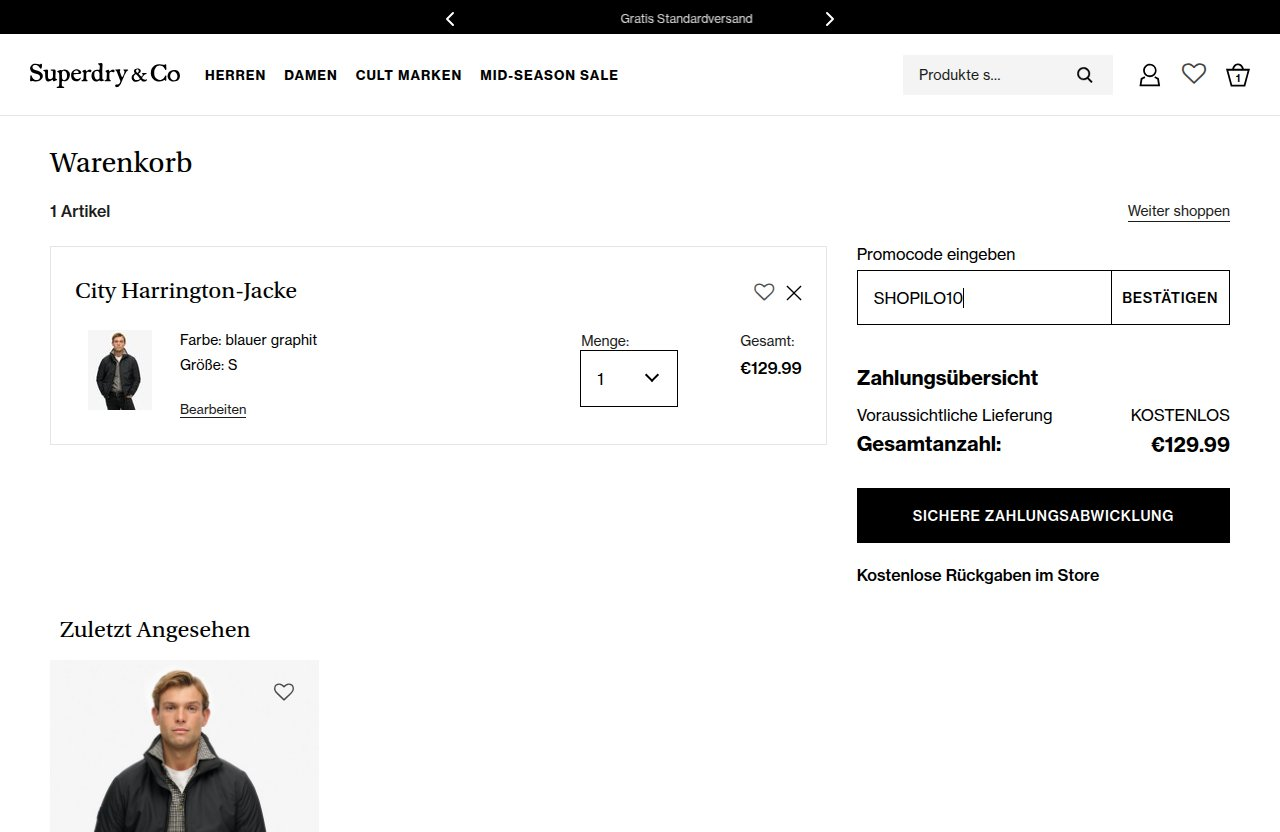 Wo man den Rabattcode auf der Superdry-Website eingibt