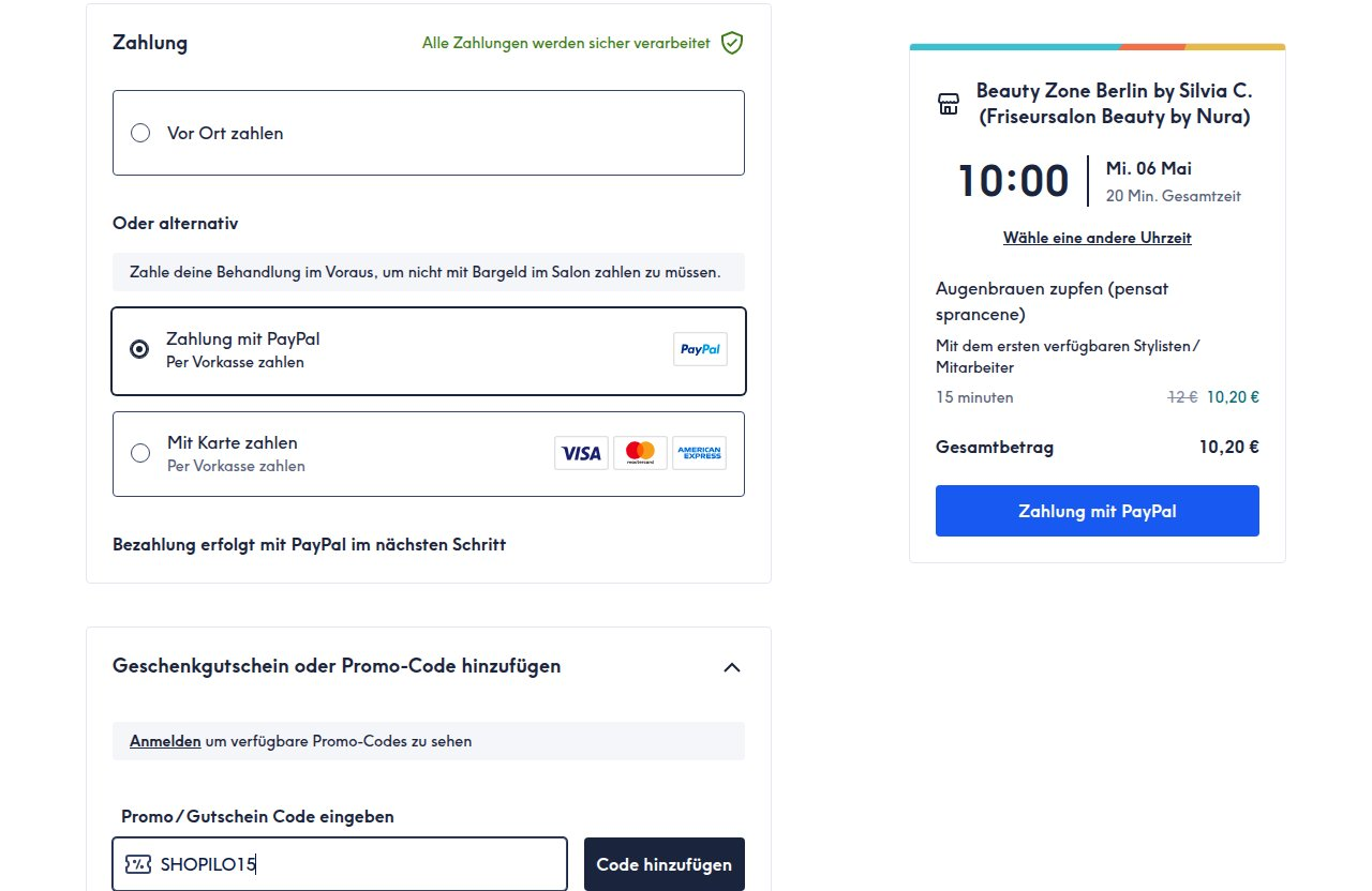 Wo man den Rabattcode auf der Treatwell-Website eingibt
