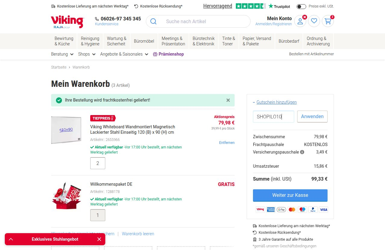 Wo man den Rabattcode auf der Viking-Website eingibt